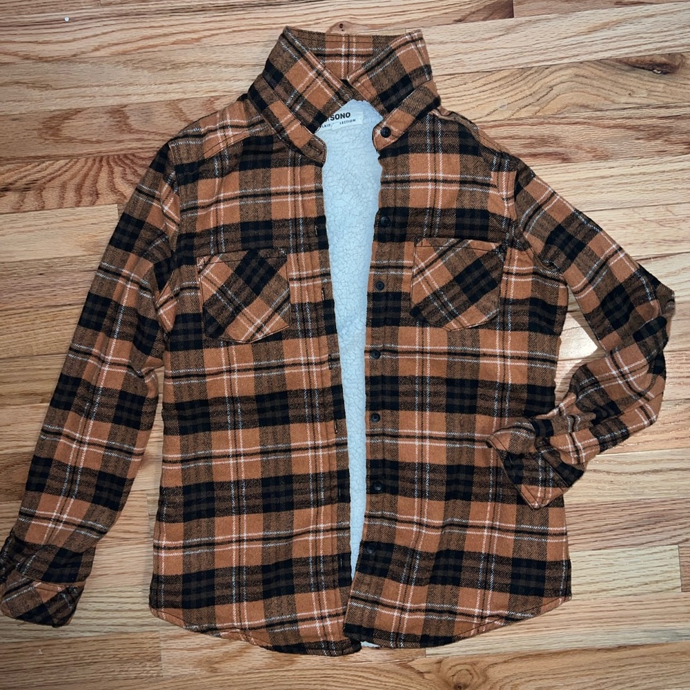 Orange/Black Sherpa Lined Flannel